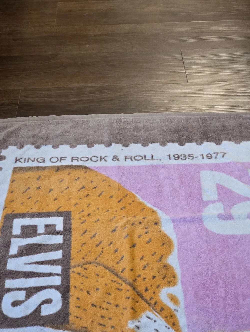 Vintage 1992 Elvis Presley Beach Towel 29 cent Postage Stamp Graphics